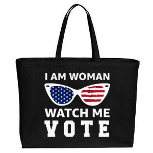 I Am Woman Watch Me Vote Cotton Canvas Jumbo Tote