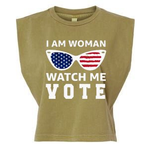 I Am Woman Watch Me Vote Garment-Dyed Women's Muscle Tee