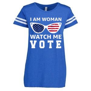 I Am Woman Watch Me Vote Enza Ladies Jersey Football T-Shirt