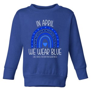 In April We Wear Blue Rainbow Abuse Awareness Month Meaningful Gift Toddler Sweatshirt