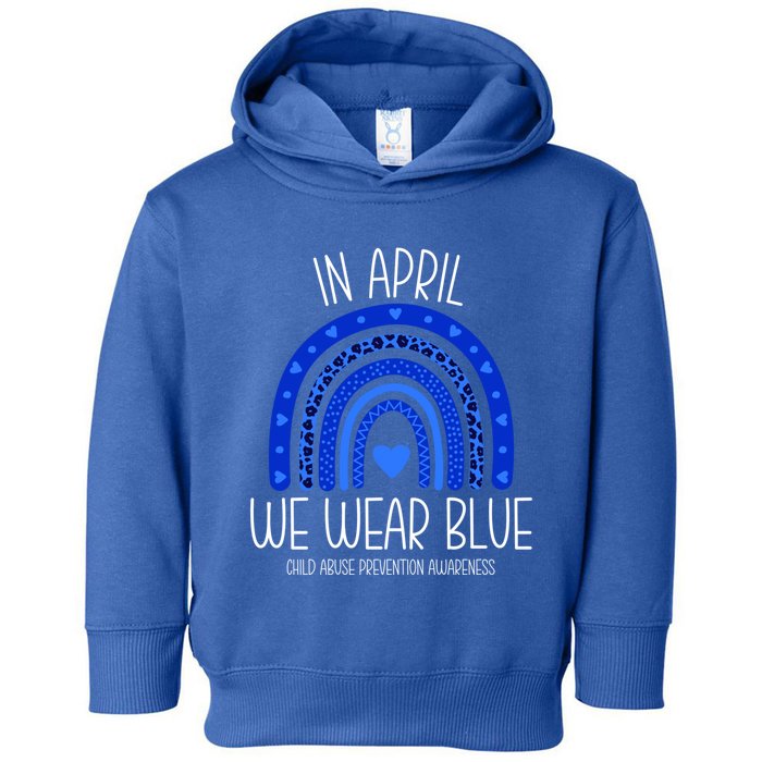 In April We Wear Blue Rainbow Abuse Awareness Month Meaningful Gift Toddler Hoodie