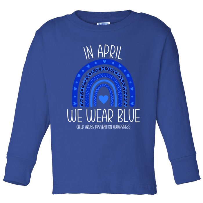 In April We Wear Blue Rainbow Abuse Awareness Month Meaningful Gift Toddler Long Sleeve Shirt