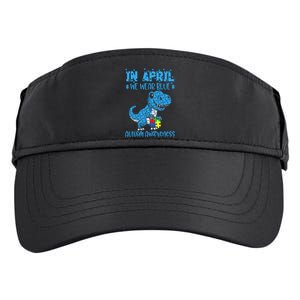 In April We Wear Blue Autism Awareness Month Dinosaur Trex Adult Drive Performance Visor