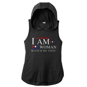 I Am Woman Watch Me Vote Election Day 2024 Ladies PosiCharge Tri-Blend Wicking Draft Hoodie Tank