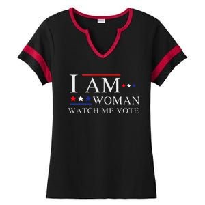 I Am Woman Watch Me Vote Election Day 2024 Ladies Halftime Notch Neck Tee