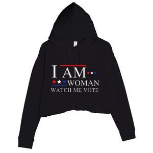 I Am Woman Watch Me Vote Election Day 2024 Crop Fleece Hoodie