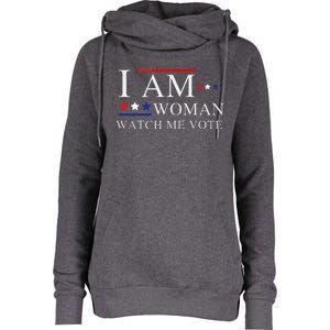 I Am Woman Watch Me Vote Election Day 2024 Womens Funnel Neck Pullover Hood