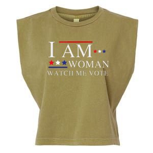 I Am Woman Watch Me Vote Election Day 2024 Garment-Dyed Women's Muscle Tee