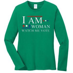 I Am Woman Watch Me Vote Election Day 2024 Ladies Long Sleeve Shirt