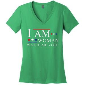 I Am Woman Watch Me Vote Election Day 2024 Women's V-Neck T-Shirt