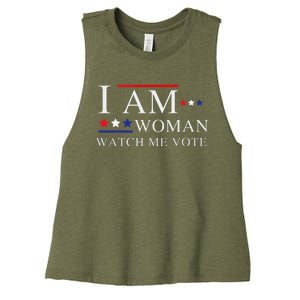 I Am Woman Watch Me Vote Election Day 2024 Women's Racerback Cropped Tank