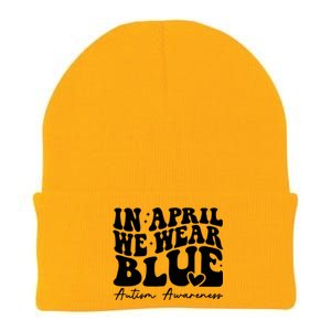 In April We Wear Blue Autism Awareness Knit Cap Winter Beanie