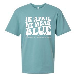 In April We Wear Blue Autism Awareness Sueded Cloud Jersey T-Shirt