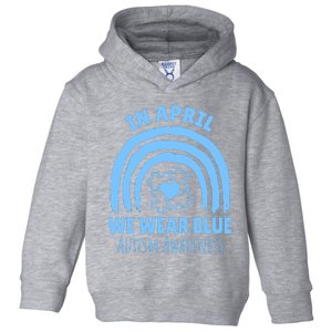 In April We Wear Blue Autism Awareness Month Puzzle Toddler Hoodie