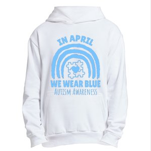 In April We Wear Blue Autism Awareness Month Puzzle Urban Pullover Hoodie