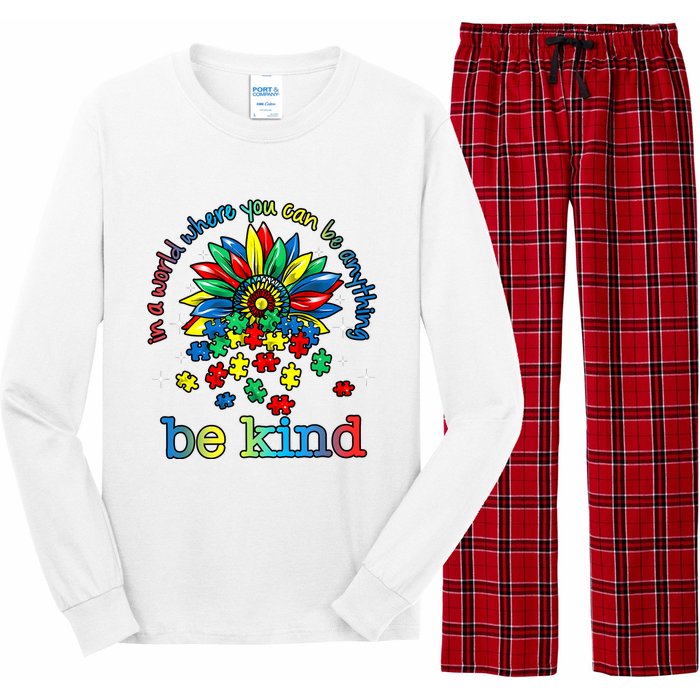 In A World Where You Can Be Anything Be Kind Autism Awareness Long Sleeve Pajama Set