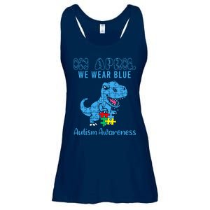 In April We Wear Blue Autism Awareness Month Dinosaur Trex Ladies Essential Flowy Tank