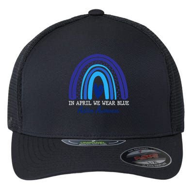 In April We Wear Blue Autism Awareness Flexfit Unipanel Trucker Cap