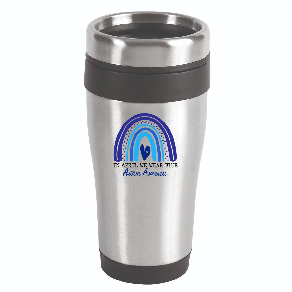 In April We Wear Blue Autism Awareness 16oz Travel Tumbler