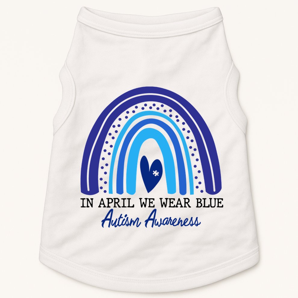 In April We Wear Blue Autism Awareness Doggie Tank