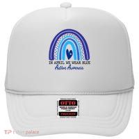 In April We Wear Blue Autism Awareness High Crown Mesh Back Trucker Hat