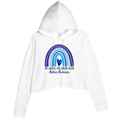 In April We Wear Blue Autism Awareness Crop Fleece Hoodie