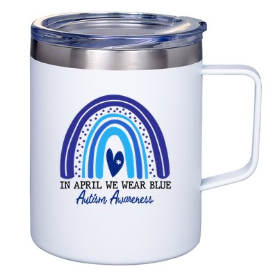 In April We Wear Blue Autism Awareness 12oz Stainless Steel Coffee Mug