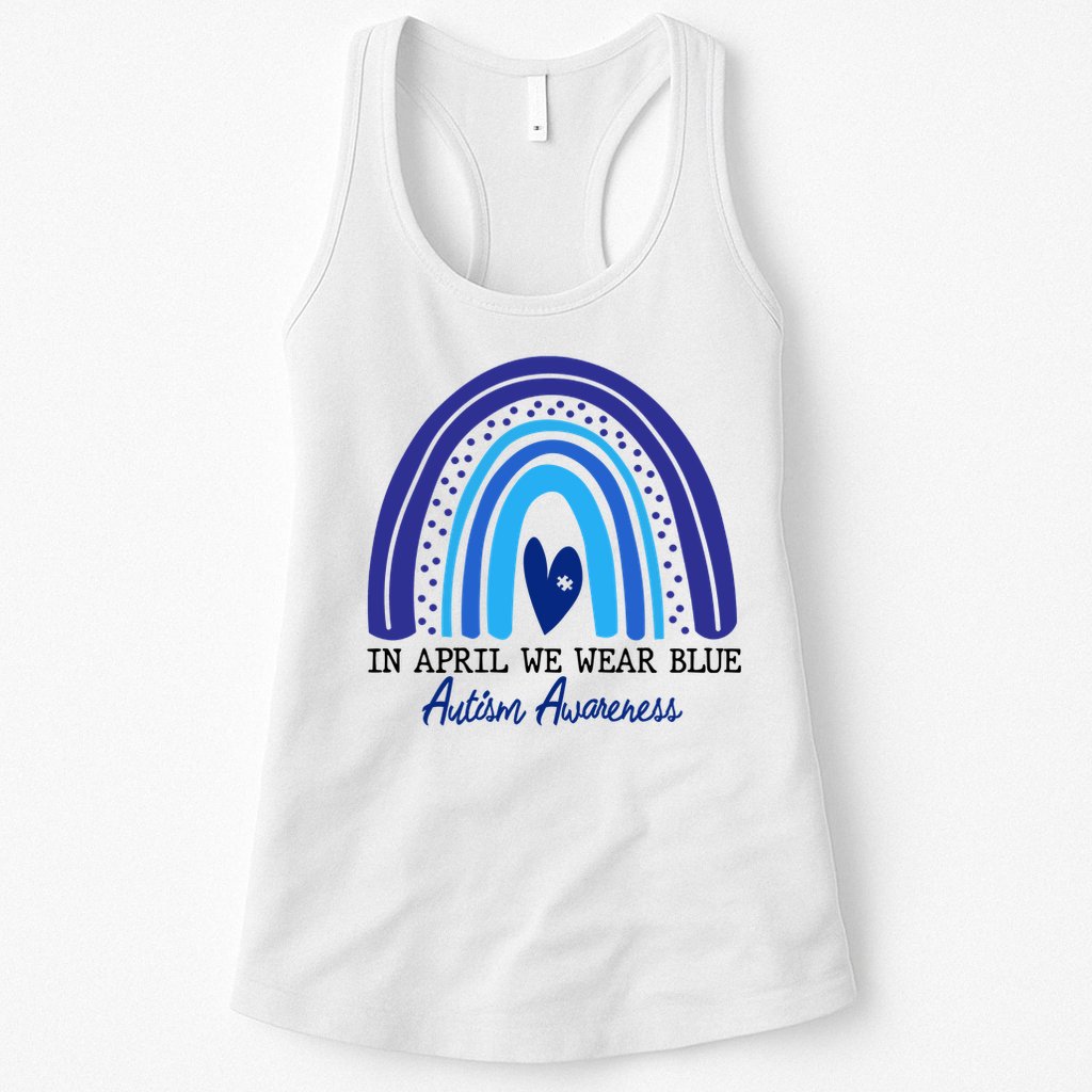 In April We Wear Blue Autism Awareness Womens Tank Top