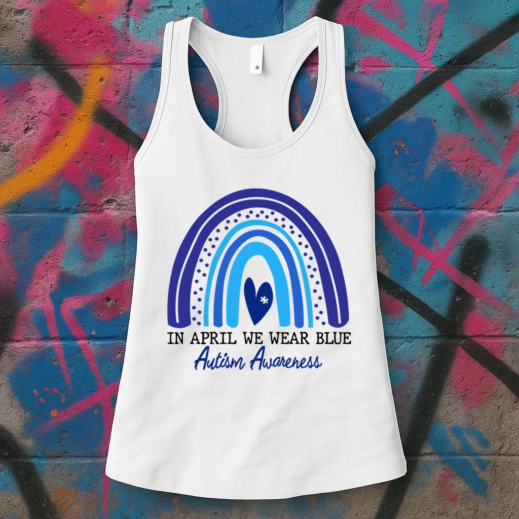 In April We Wear Blue Autism Awareness Womens Tank Top
