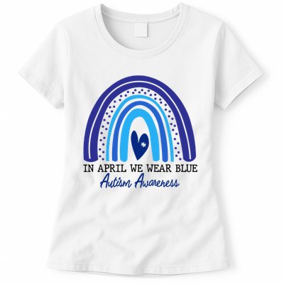 In April We Wear Blue Autism Awareness Womens T-Shirt