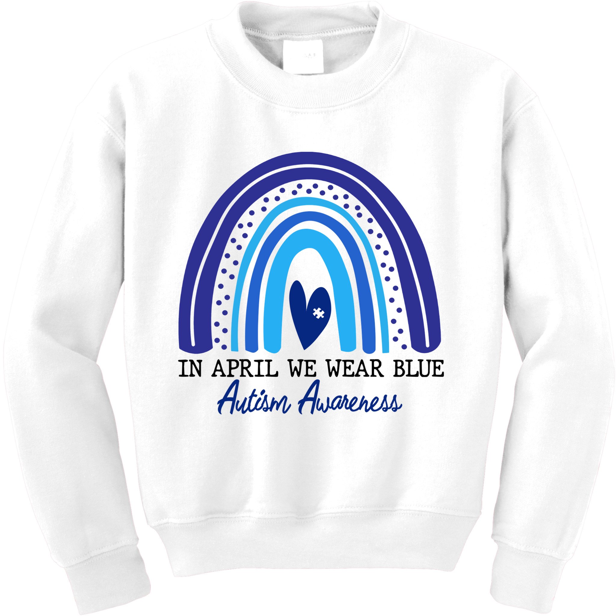 In April We Wear Blue Autism Awareness Kids Sweatshirt