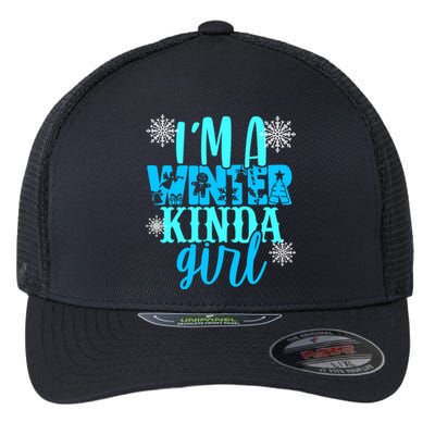 Im A Winter Kinda Christmas Tree Angel Snow Fun Gift Flexfit Unipanel Trucker Cap