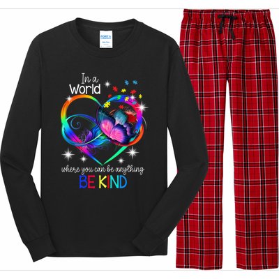 In A World Where You Can Be Anything Be Kind Autism Meaningful Gift Long Sleeve Pajama Set