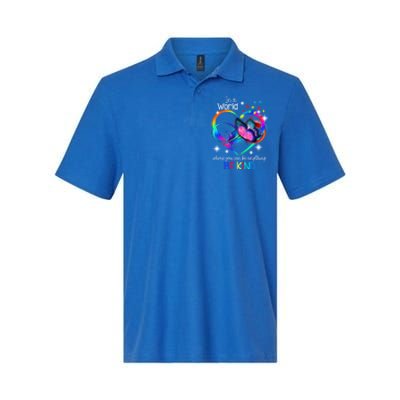 In A World Where You Can Be Anything Be Kind Autism Meaningful Gift Softstyle Adult Sport Polo