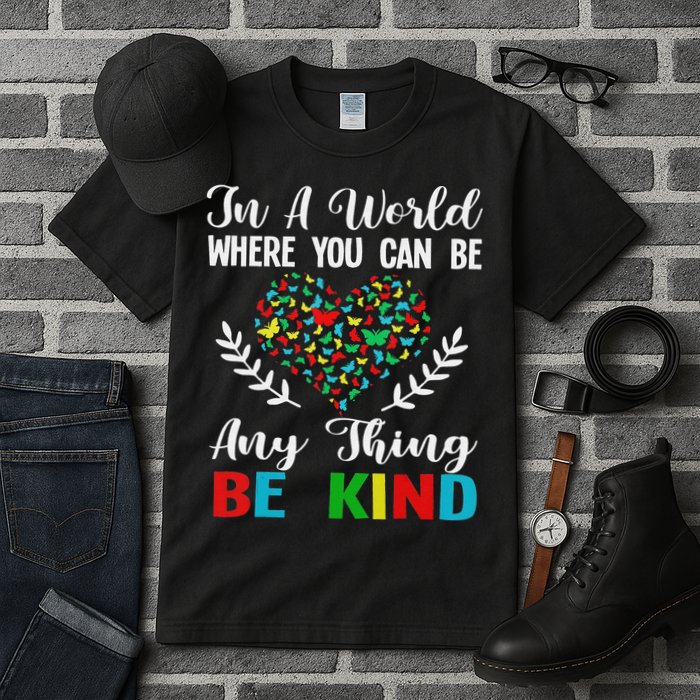 In A World Where You Can Be Anything Be Kind Support Autism Tall T-Shirt