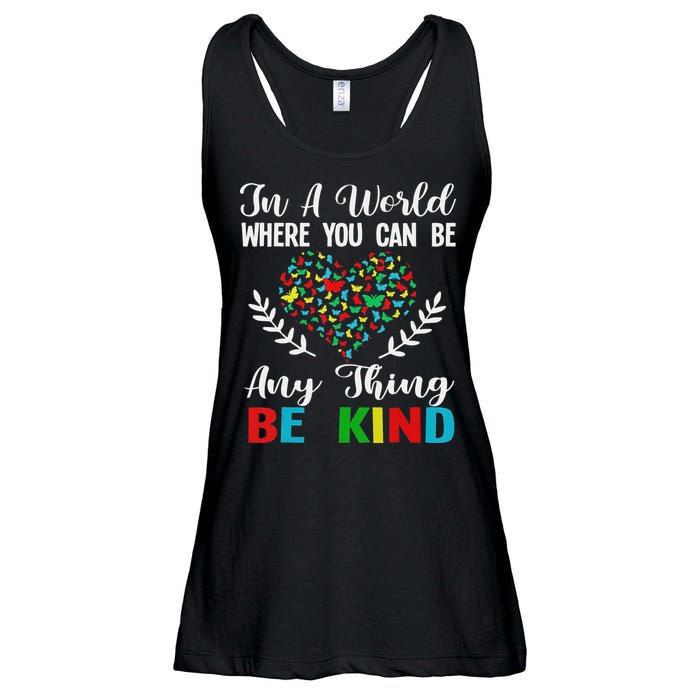 In A World Where You Can Be Anything Be Kind Support Autism Ladies Essential Flowy Tank