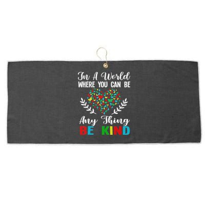 In A World Where You Can Be Anything Be Kind Support Autism Large Microfiber Waffle Golf Towel