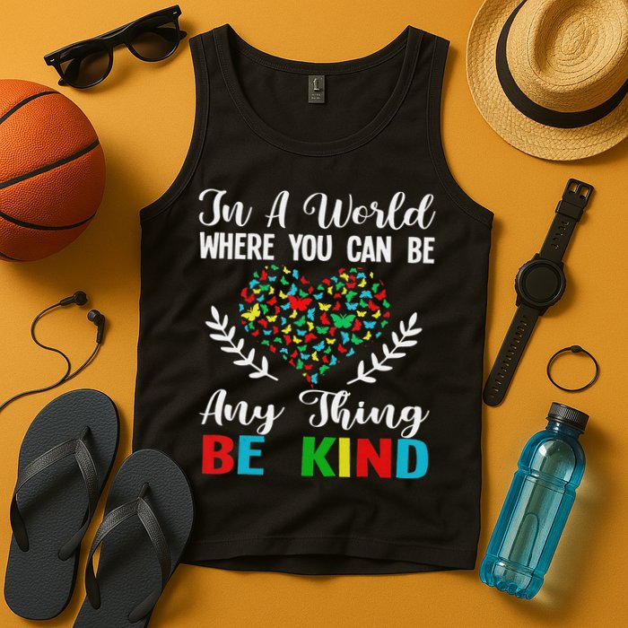 In A World Where You Can Be Anything Be Kind Support Autism Tank Top