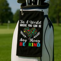 In A World Where You Can Be Anything Be Kind Support Autism Golf Towel