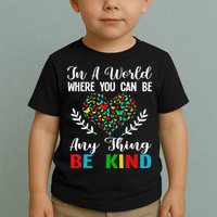 In A World Where You Can Be Anything Be Kind Support Autism Toddler T-Shirt