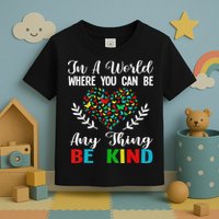 In A World Where You Can Be Anything Be Kind Support Autism Toddler T-Shirt