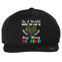In A World Where You Can Be Anything Be Kind Support Autism Wool Snapback Cap