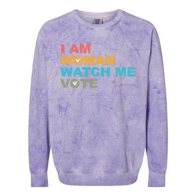 I Am Woman Watch Me Vote Colorblast Crewneck Sweatshirt