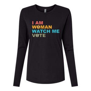 I Am Woman Watch Me Vote Womens Cotton Relaxed Long Sleeve T-Shirt