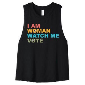 I Am Woman Watch Me Vote Women's Racerback Cropped Tank