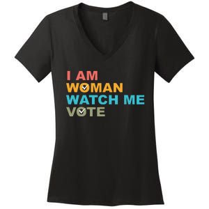 I Am Woman Watch Me Vote Women's V-Neck T-Shirt