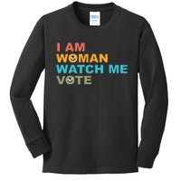 I Am Woman Watch Me Vote Kids Long Sleeve Shirt