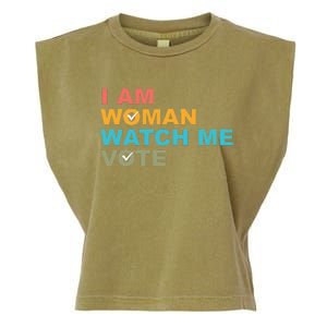 I Am Woman Watch Me Vote Garment-Dyed Women's Muscle Tee