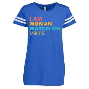 I Am Woman Watch Me Vote Enza Ladies Jersey Football T-Shirt