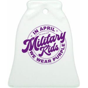 In April We Wear Purple Military Ceramic Bell Ornament